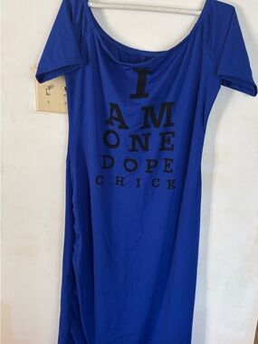 Blue Graphic Maxi Dress - "I AM ONE DOPE CHICK"